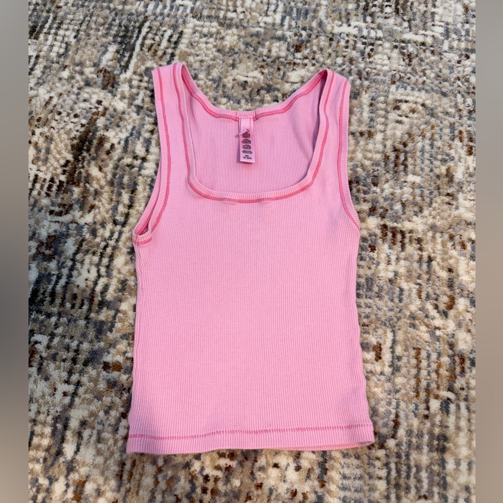 SKIMS bubblegum pink cotton tank